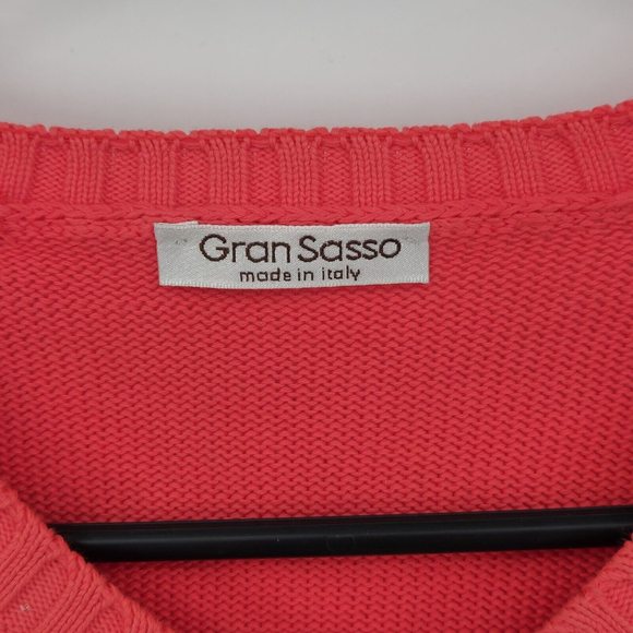 Gran Sasso Men’s Luxury Sweater, Sz XL , Made In Italy Coral 100% Cotton Soft - Picture 2 of 9